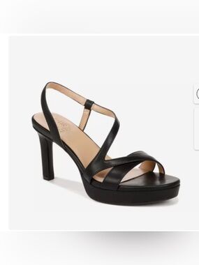 Naturalizer Black Leather Strappy Platform Sandals
